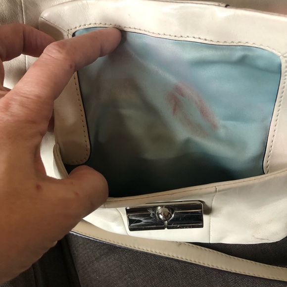 White Leather Coach Purse with Double straps - Picture 6 of 11